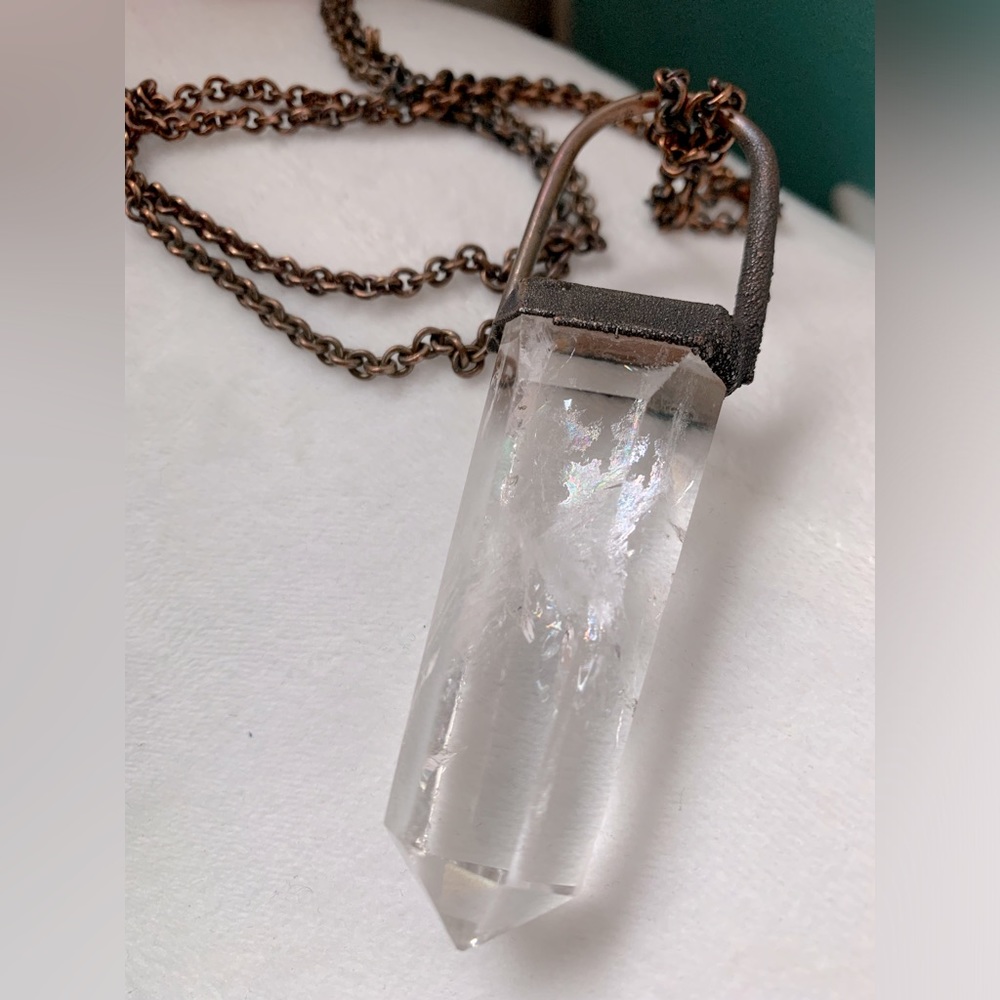 Huge Quartz Necklace in Copper .